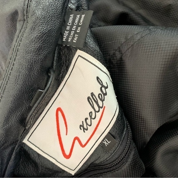 Excelled Womens black leather moto jacket full zip size XL bikercore - Picture 5 of 12